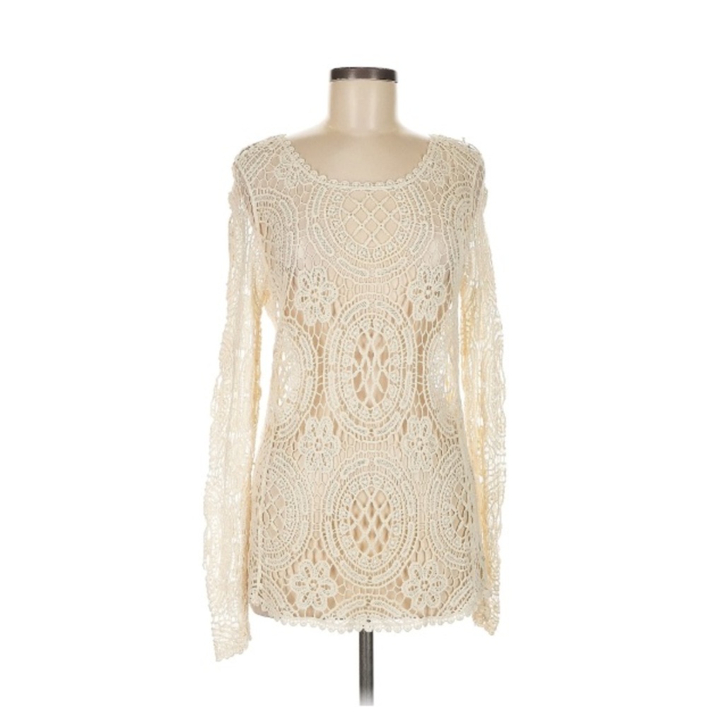 Elegant and Timeless Beige Lace Blouse, sz M